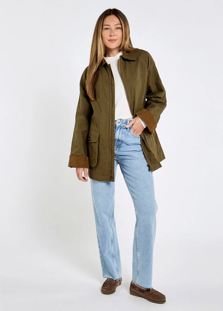 Dubarry Delaney Dames Waxkatoen Utility Jas, dusky green