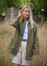 Dubarry Delaney Dames Waxkatoen Utility Jas, dusky green