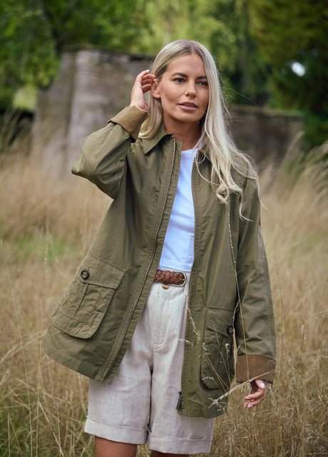 Dubarry Delaney Dames Waxkatoen Utility Jas, dusky green
