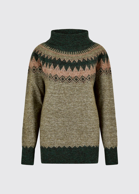 Dubarry Devlin Dames Fair Isle Coltrui, olive multi