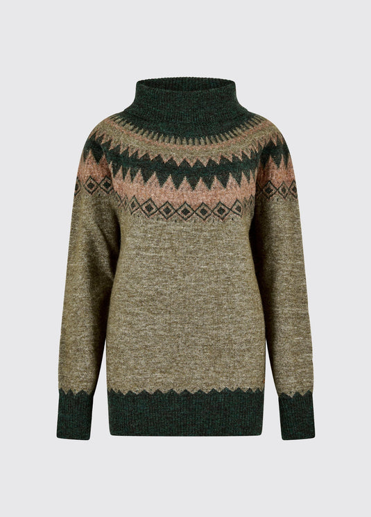 Dubarry Devlin Dames Fair Isle Coltrui, olive multi