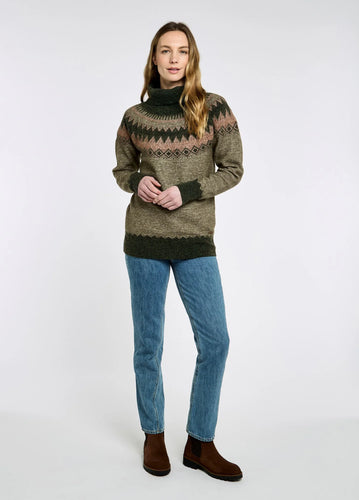 Dubarry Devlin Dames Fair Isle Coltrui, olive multi