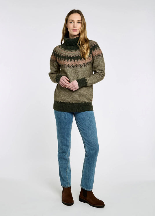 Dubarry Devlin Dames Fair Isle Coltrui, olive multi