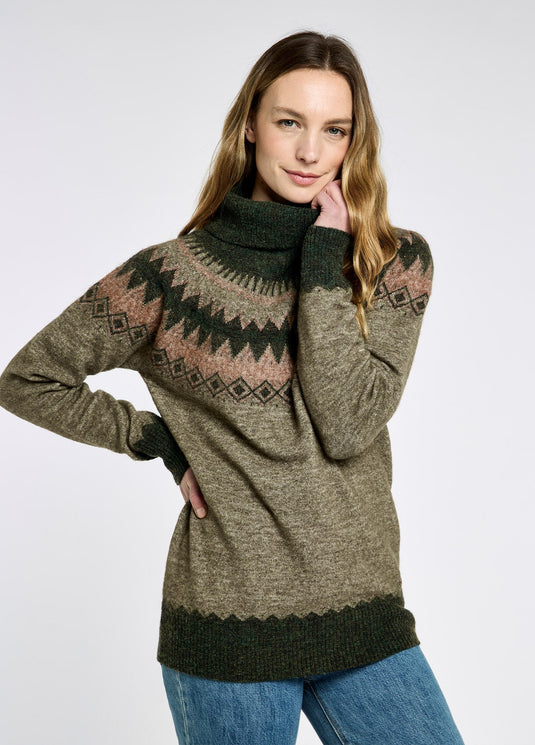 Dubarry Devlin Dames Fair Isle Coltrui, olive multi