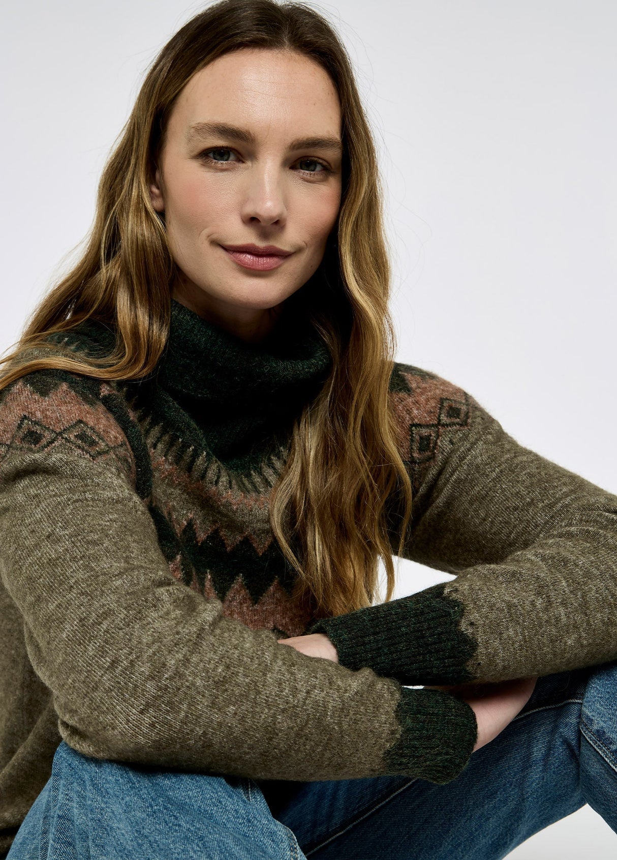 Dubarry Devlin Dames Fair Isle Coltrui, olive multi