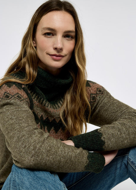 Dubarry Devlin Dames Fair Isle Coltrui, olive multi