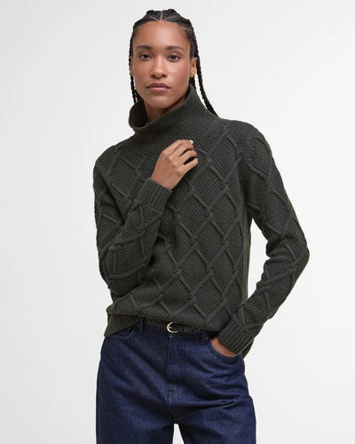 Barbour Burne Roll Neck Knitted Jumper, olive