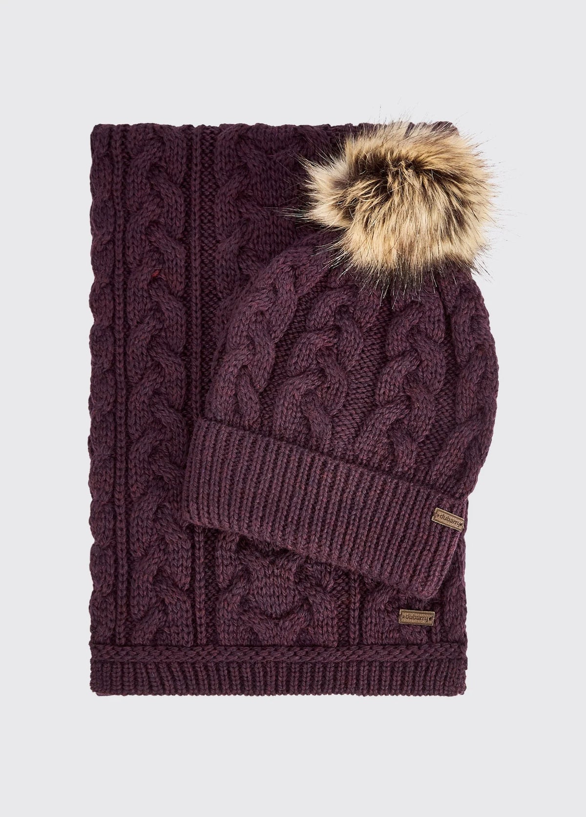 Dubarry Edenmore, set van gebreide muts en sjaal, damson