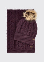 Dubarry Edenmore, set van gebreide muts en sjaal, damson
