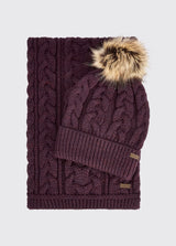 Dubarry Edenmore, set van gebreide muts en sjaal, damson