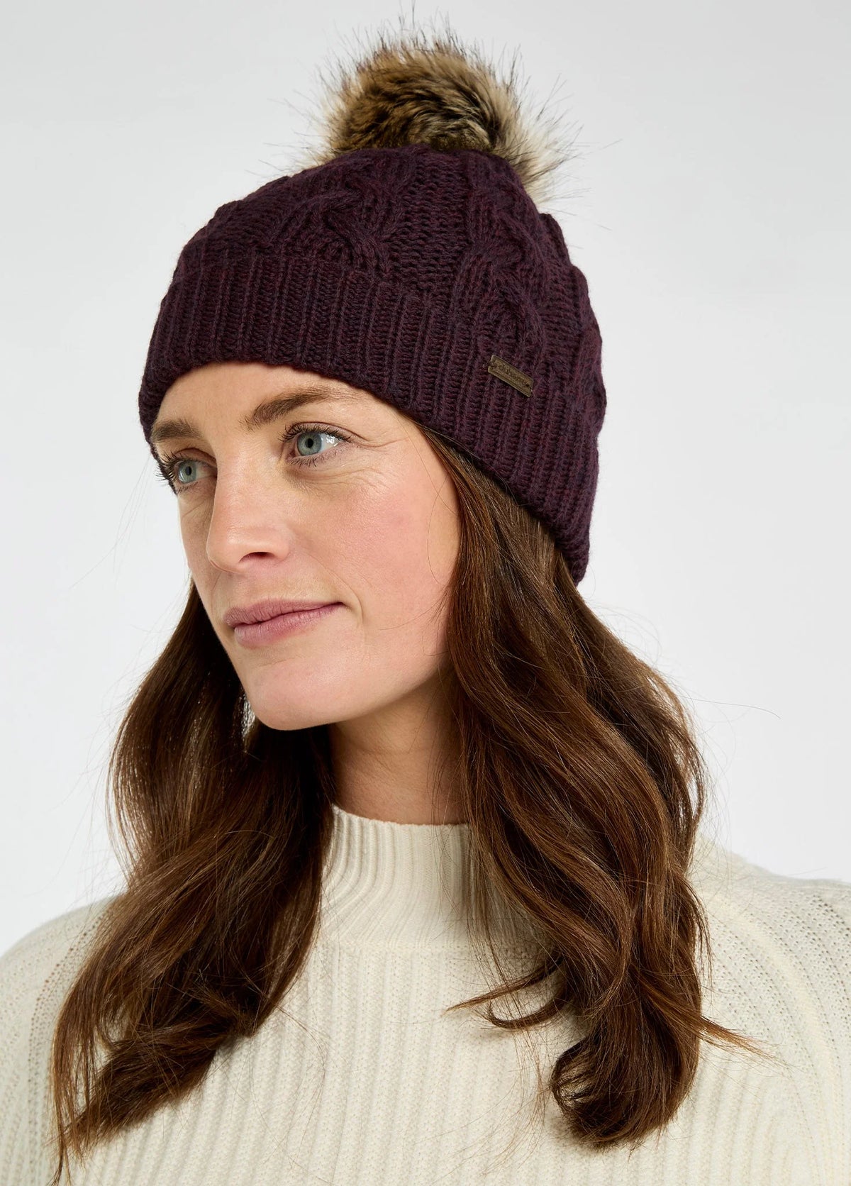 Dubarry Edenmore, set van gebreide muts en sjaal, damson