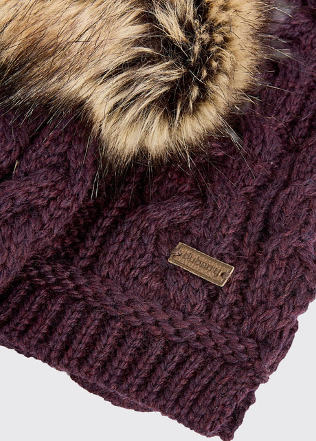 Dubarry Edenmore, set van gebreide muts en sjaal, damson