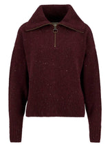 Barbour Lavensdale Half Zip Knitted Jumper, black cherry