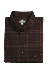 Foresta heren overhemd, flanel, geruit, olive/bordeau, 60-4011