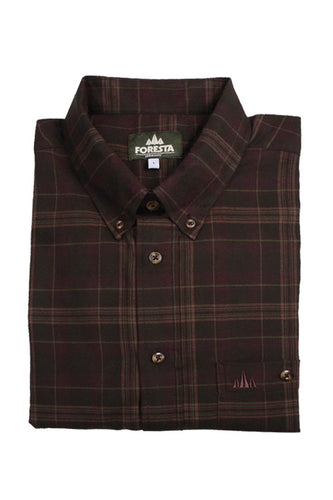 Foresta heren overhemd, flanel, geruit, olive/bordeau, 60-4011