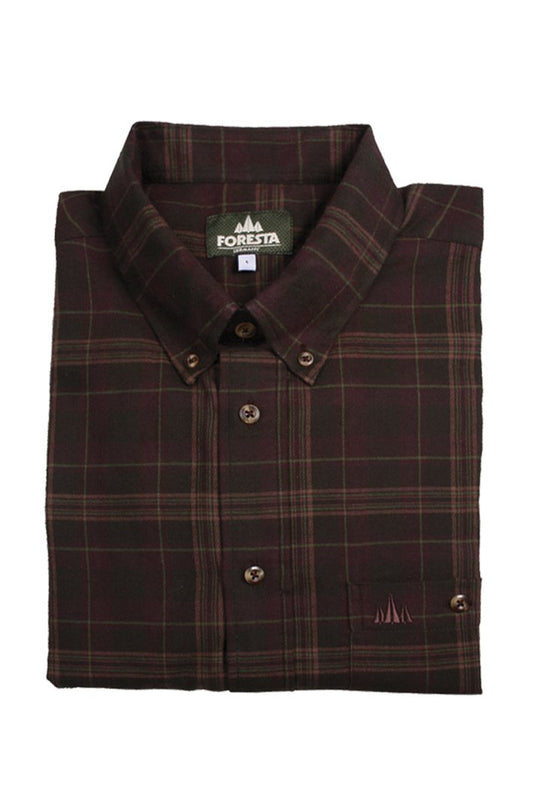 Foresta heren overhemd, flanel, geruit, olive/bordeau, 60-4011