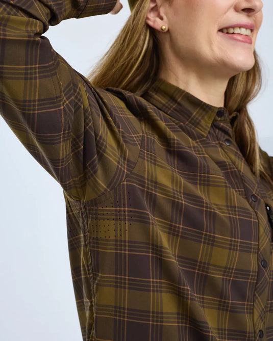 Pinewood Abisko Trekking InsectSafe L/S Shirt Women, d.olive/d.sandstone