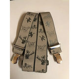 Fritzmann Elastische Bretels met clips, met jachtmotieven, khaki/olive