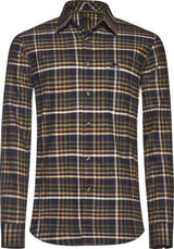 Jagdhund Benedikt, heren overhemd, olive/brown check