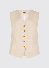 Dubarry Killaloe Dames Linnen Gilet, oatmeal