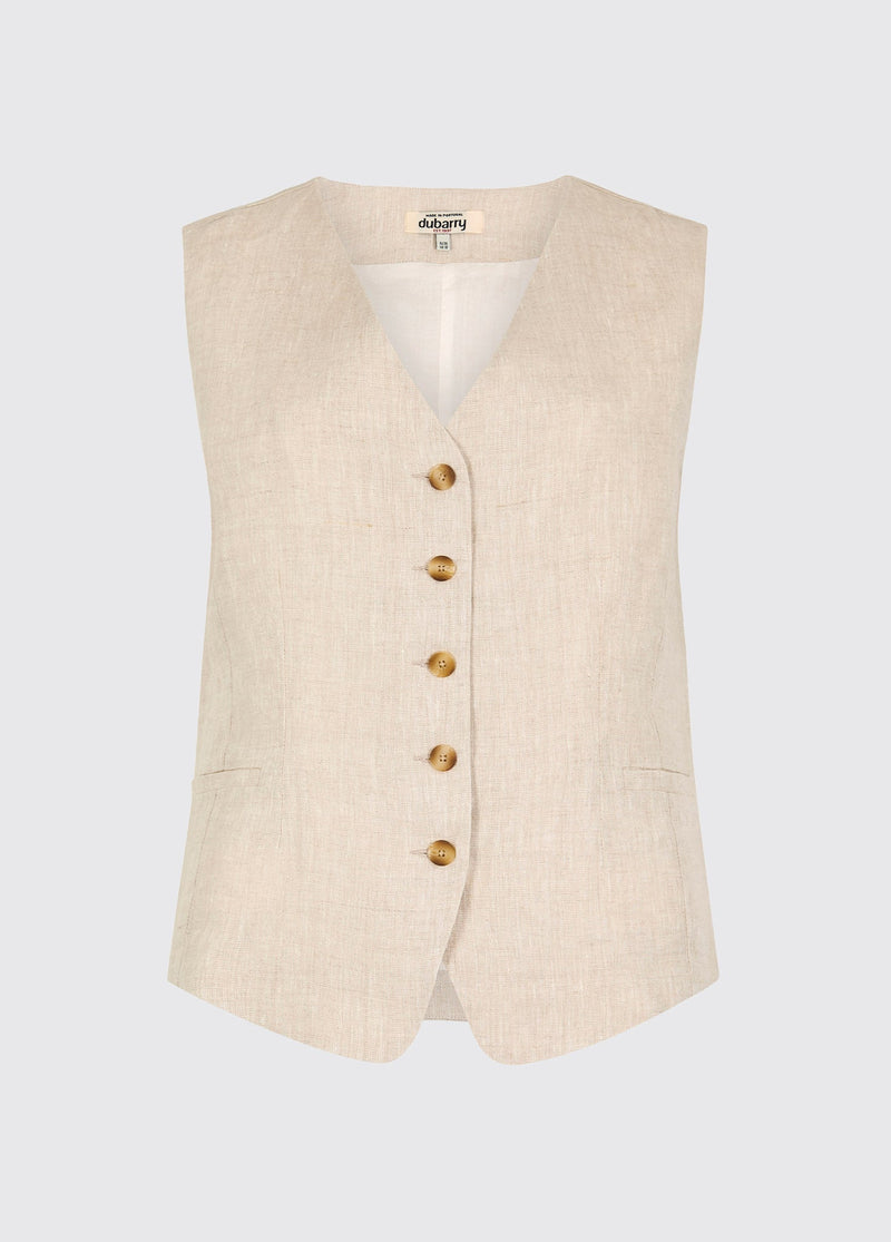 Afbeelding laden in Galerijviewer, Dubarry Killaloe Dames Linnen Gilet, oatmeal

