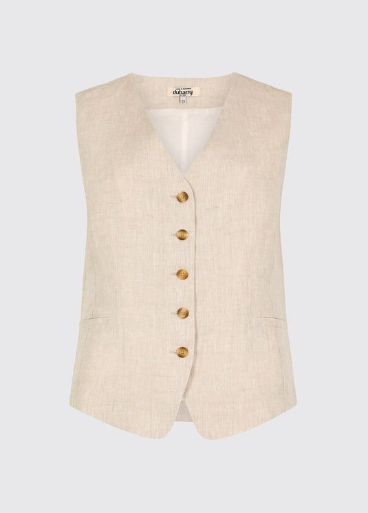 Dubarry Killaloe Dames Linnen Gilet, oatmeal