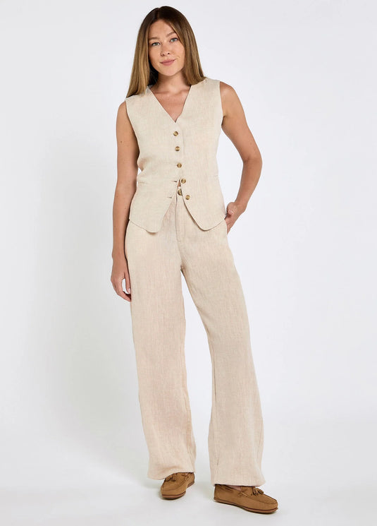 Dubarry Killaloe Dames Linnen Gilet, oatmeal