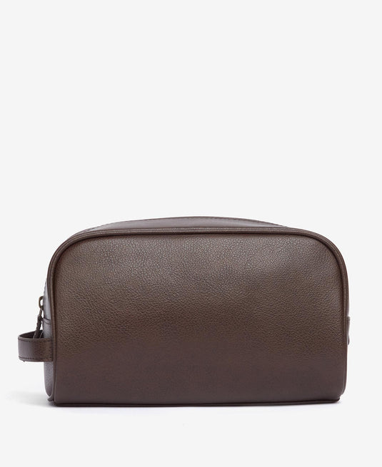 Barbour Leather Washbag, dk brown