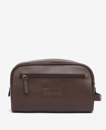 Barbour Leather Washbag, dk brown