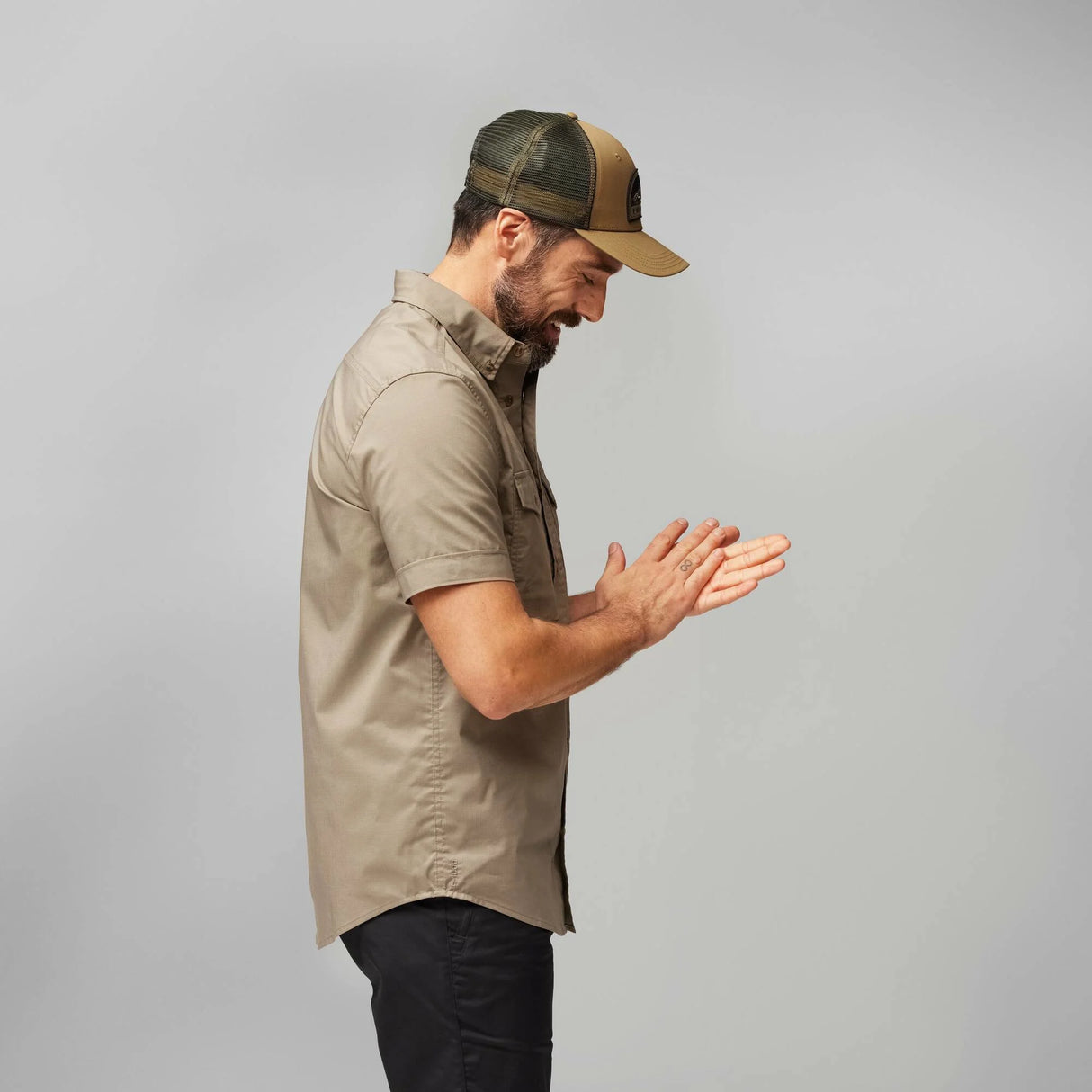 Fjällräven Övik Air Stretch SS Shirt M, suede brown