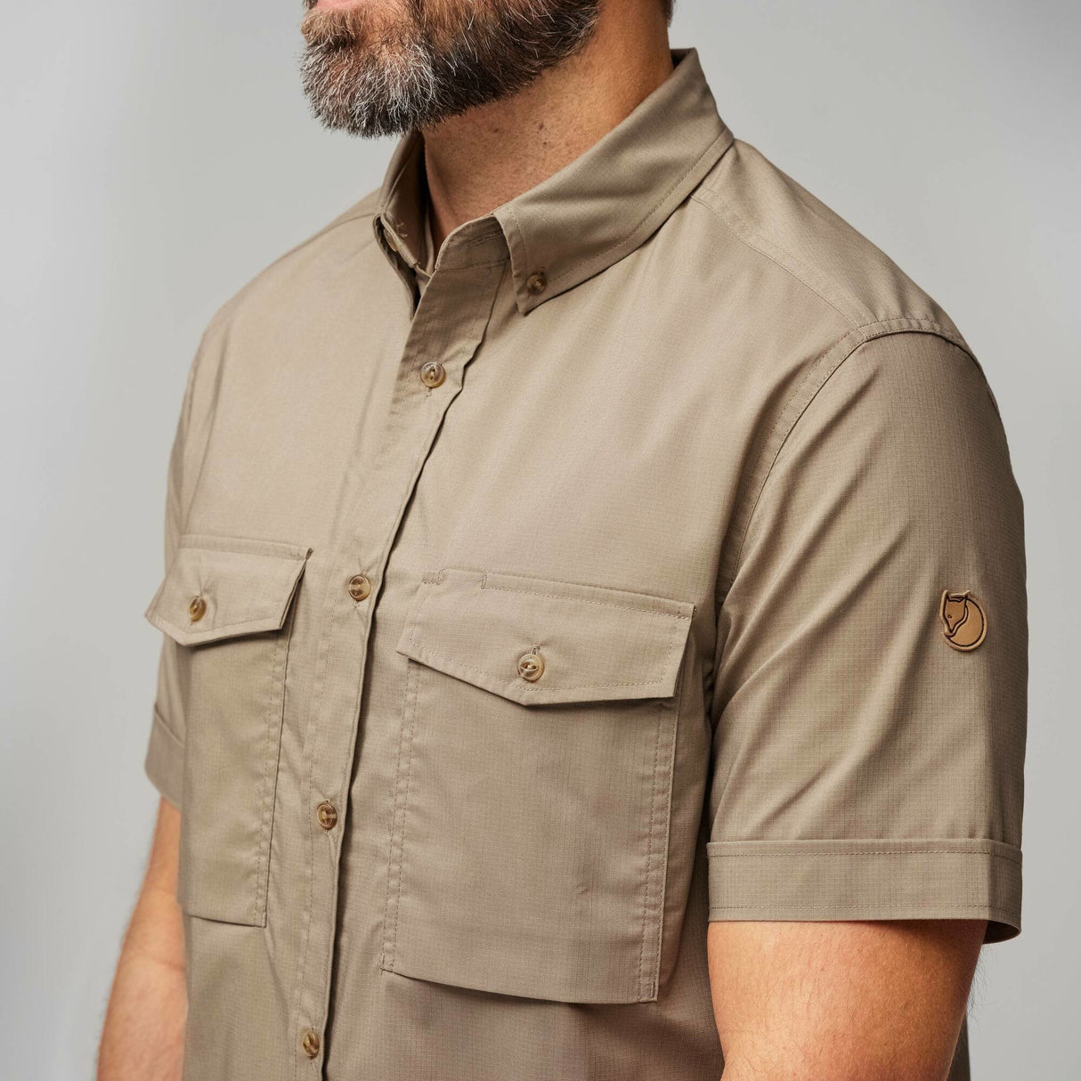 Fjällräven Övik Air Stretch SS Shirt M, suede brown