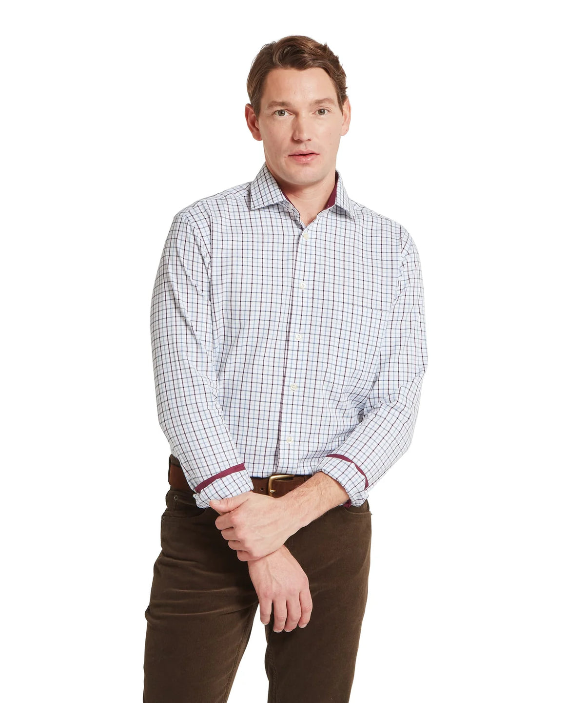 Schöffel Milton Tailored Shirt, port/lake blue check