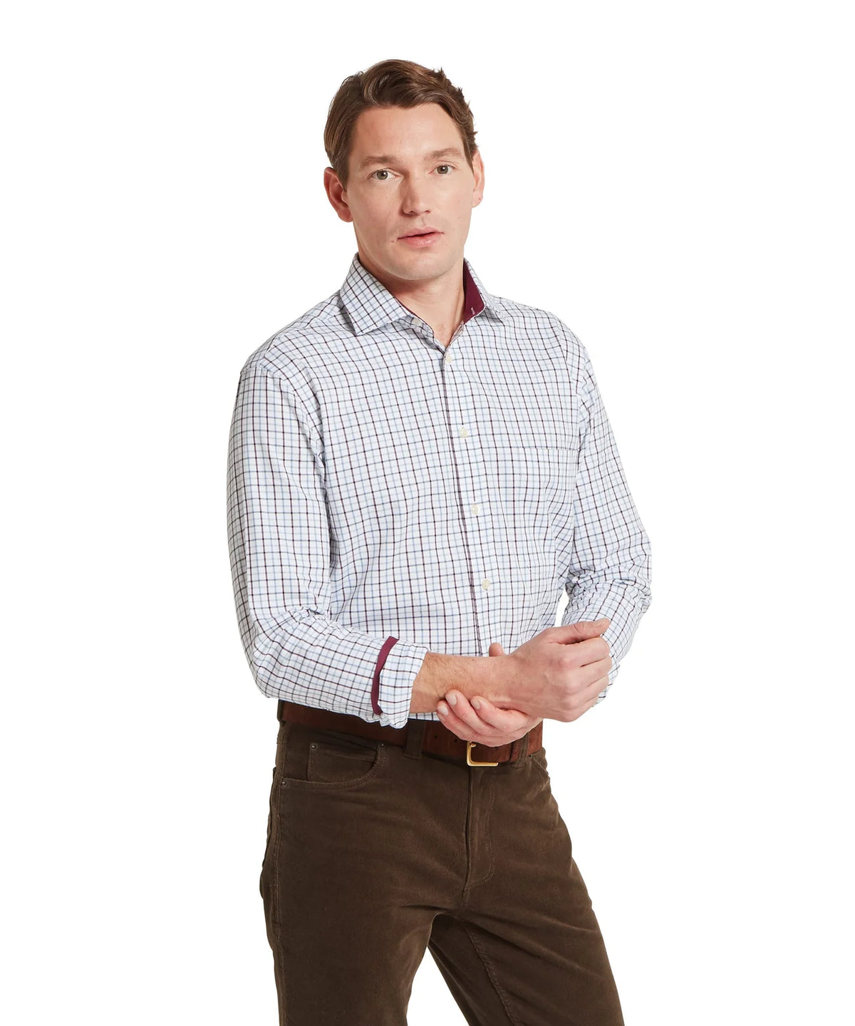 Schöffel Milton Tailored Shirt, port/lake blue check