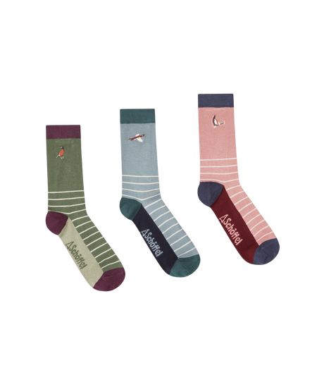 Schöffel Ladies Bamboo Sock (Box Of 3), loden green pheasant mix
