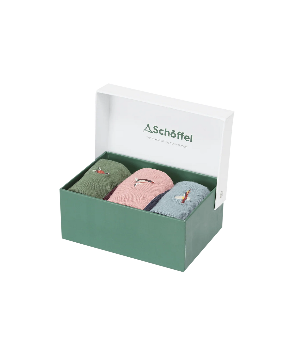 Schöffel Ladies Bamboo Sock (Box Of 3), loden green pheasant mix