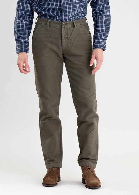 Barbour Neuston Moleskin Trousers, dark olive