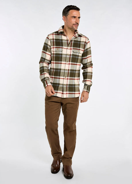 Dubarry Townley Heren Overhemd, geruwd katoen, dusky green