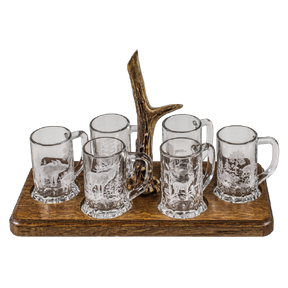 Borrelset van 6 op eikenplank met reestang - Het Brabants Jachthuis