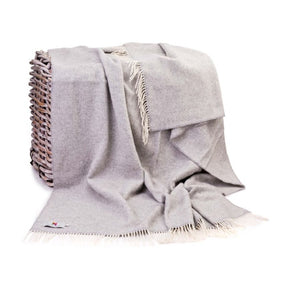 John Hanly Merino/Cashmere Throw Pale Grey Herringbone - Het Brabants Jachthuis