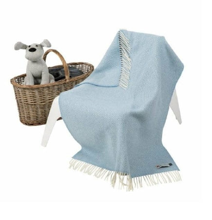 John Hanly Merino/Cashmere Baby Blanket Blauw - Het Brabants Jachthuis